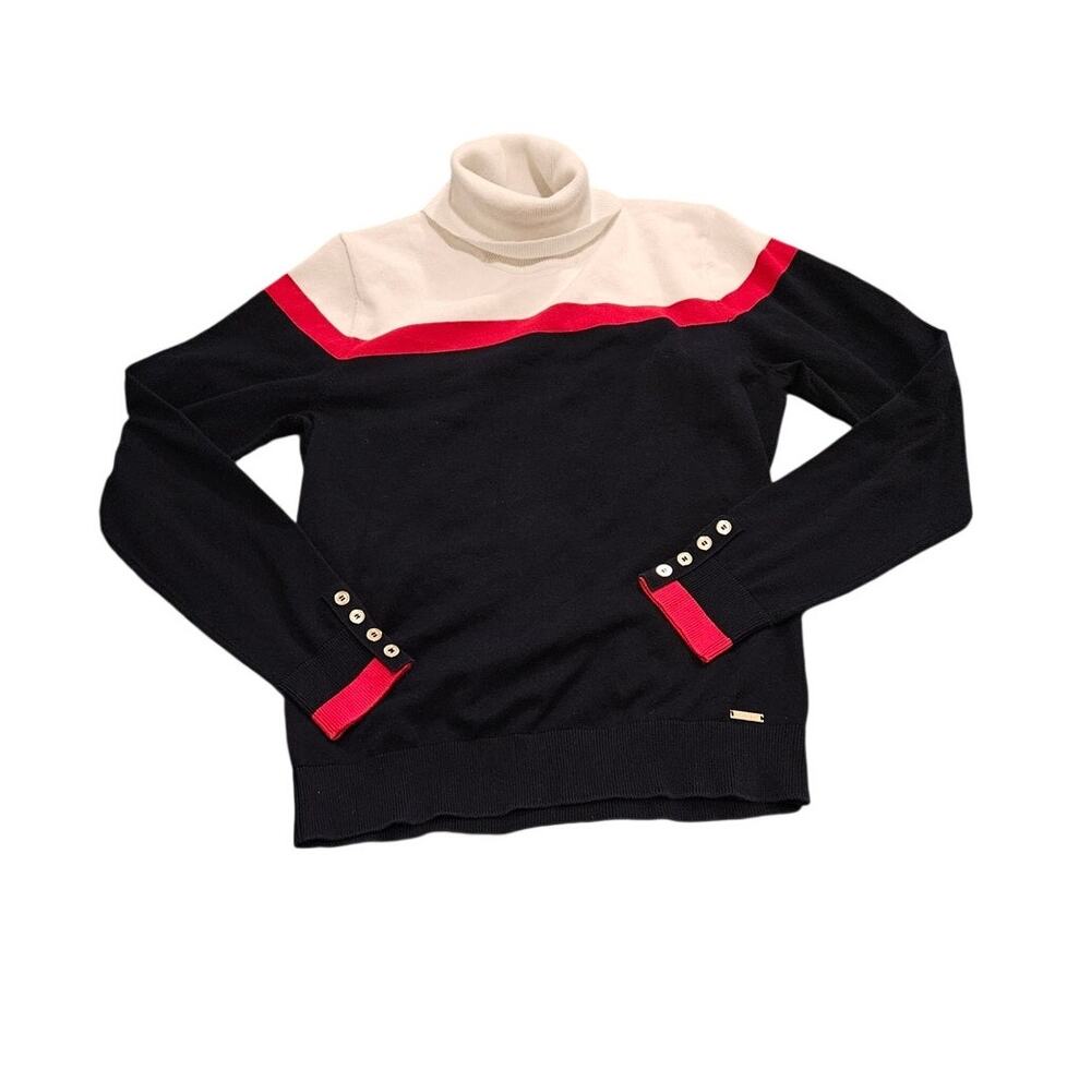 Tommy Hilfiger Colorblock Turtleneck Sweater Navy Red White Size S